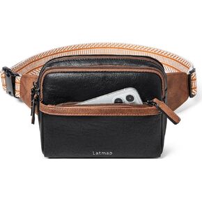 3L Fanny Pack Crossbody Bags for Women Men 4-Zipper Pockets Belt Bag Sling Waist Pack Faux Leather Chest Bag Purse
