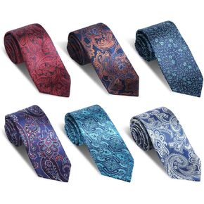 6 Pcs Extra Long Ties for Men Big and Tall Classic 70 Inch Long Neckties Woven Jacquard Neck Ties Business Wedding