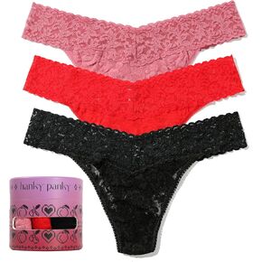hanky panky Women's Signature Lace Original Rise Thong 3 Pack