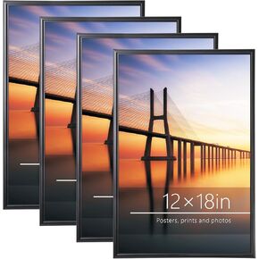 Lovelite 24x32 Poster Frame Set of 4, Black Photo Frames with Resistant Plexiglass, Picture Frames for Wall Paintings Pictures Artwork, Horizontal or Vertical Display in Saudi Arabia