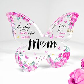 Birthday Gifts for Mom - Elegant Butterfly-Shaped Acrylic Plaque Decor 5 x 3.8 Inch - Mom Birthday Gifts from Daughter Son - Perfect Mothers Day Birthday Christmas Gifts for Mom, Ideal