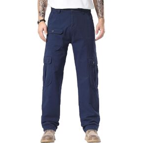Plaid&Plain Men's Cargo Pants Relaxed Fit with Extra Front Pocket and Oversized Belt Loops LSC013