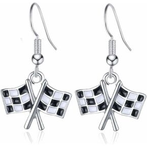 Checker Acrylic Earrings Unique Statement Black White Striped Checkerboard Lightweight Square Rectangle Geometric Grid Dangle Drop Earrings for Women Girls Minimalist Checkered Flag Fashion Jewelry Gifts