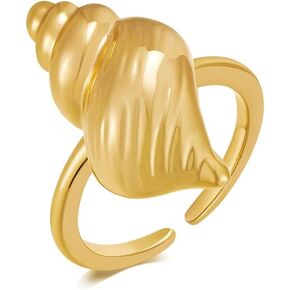 Chunky Gold Shell Statement Rings For Women Large Open Band Rings Gold Adjustable Rings Summer Jewelry Gift