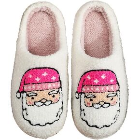 Afellicy Halloween Christmas Slippers Checkered Scuff for Women and Men Holiday Indoor Bedroom Fluffy Warm Fleece Slippers Winter Soft Cozy Home Non-Slip Soft Plush Slip-on Wool Lined House Shoes