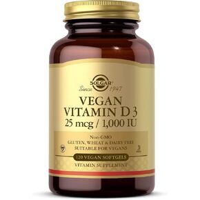 Solgar Vegan Vitamin D3 (Cholecalciferol) 150 mcg (6,000 IU) - 100 Softgels - Immune Support, Helps Maintain Healthy Bones & Teeth - Non-GMO, Certified Vegan, Gluten & Dairy Free - 100 Servings