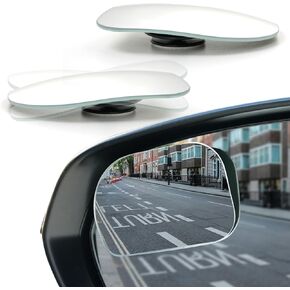 LivTee Blind Spot Mirror with Side Mirror Rain Guard, HD Glass Frameless Convex, Carbon Fiber 2-in-1 Side Mirror Covers Kit with Wide Angle Adjustable Stick for Cars SUV and Trucks, Pack of 2