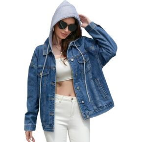 Denim Jacket For Women, Lightweight Ladies Jean Jackets, Trendy Oversize Loose Style Long Women's Jean Jacket Coat