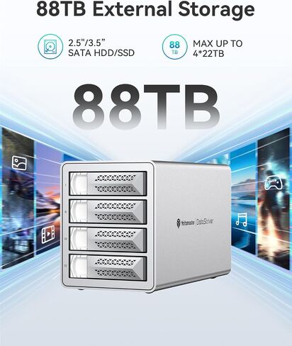 Yottamaster VN500C3 5 Bay Hard Drive Enclosure, 10Gbps Daisy-Chain 5 Bay DAS, Aluminum USB C DAS Enclosure Support 110TB (5x22TB), Max Up to 330TB for 2.5" & 3.5" SATA HDD/SSD (Diskless) in Saudi Arabia