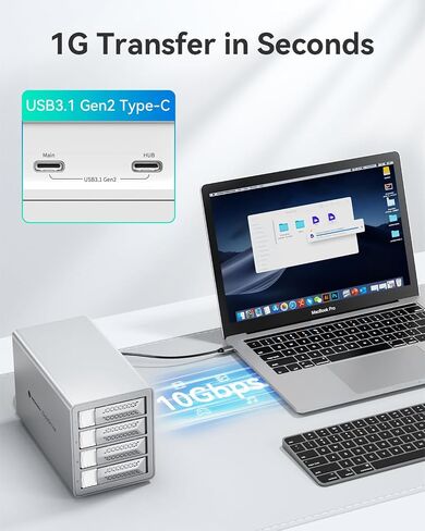 حاوية محرك الأقراص الصلبة Yottamaster VN500C3 5 Bay، سلسلة Daisy 5 Bay DAS بسرعة 10 جيجابت في الثانية، حاوية USB C DAS من الألومنيوم تدعم 110 تيرابايت (5x22 تيرابايت)، بحد أقصى يصل إلى 330 تيرابايت لـ 2.5 بوصة و3.5 بوصة SATA HDD/SSD (بدون أقراص) in Saudi Arabia