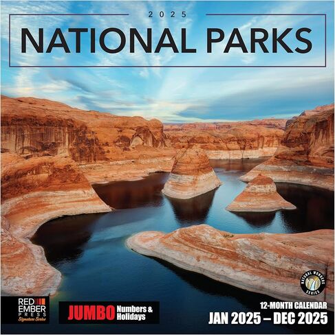 RED EMBER Scenic Escapes 2025 تقويم حائط شهري قابل للتعليق | 12 بوصة × 24 بوصة مفتوح | ورق سميك وقوي | هدية | سفر الطبيعة الجميلة in Kuwait