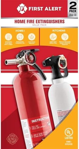 First Alert 1048304 Kitchen5AF400 Bundle Fire Extinguisher, White, Red in Kuwait