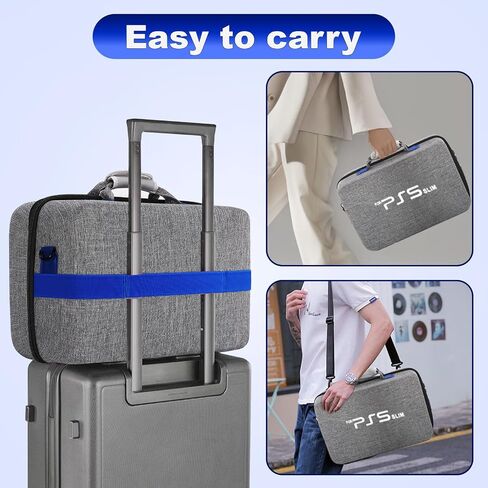 Hard Shell Carrying Case for PS5 Slim, Portable Carry Bag PlayStation 5 Slim Compatible with Disk Digital Edition, PS5 Slim Console Travel Suitcase for Controller, Base, Game Accessories Black in Saudi Arabia
