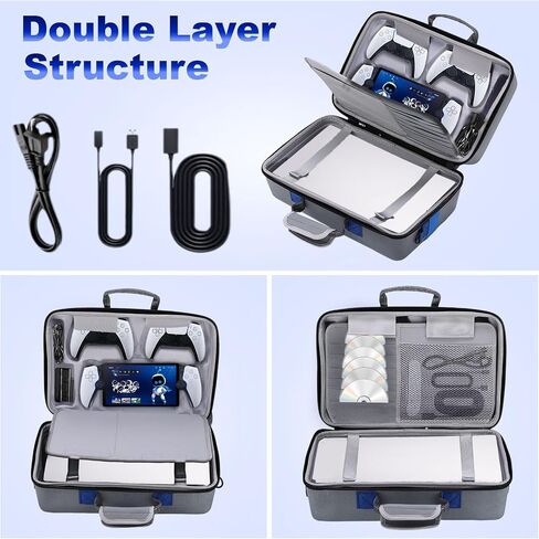Hard Shell Carrying Case for PS5 Slim, Portable Carry Bag PlayStation 5 Slim Compatible with Disk Digital Edition, PS5 Slim Console Travel Suitcase for Controller, Base, Game Accessories Black in Saudi Arabia