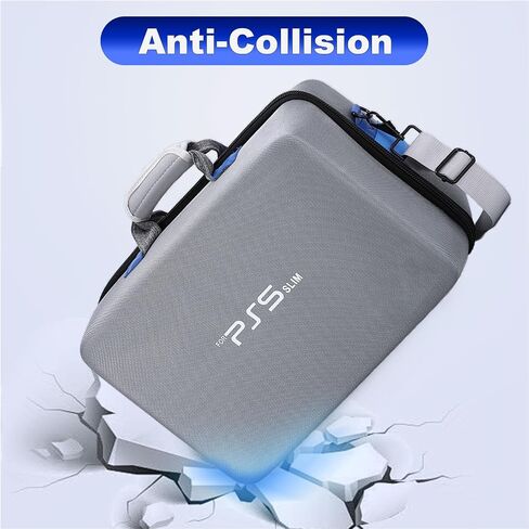 Hard Shell Carrying Case for PS5 Slim, Portable Carry Bag PlayStation 5 Slim Compatible with Disk Digital Edition, PS5 Slim Console Travel Suitcase for Controller, Base, Game Accessories Black in Saudi Arabia