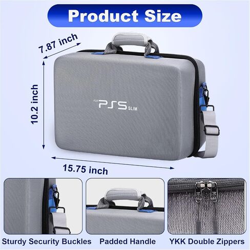 Hard Shell Carrying Case for PS5 Slim, Portable Carry Bag PlayStation 5 Slim Compatible with Disk Digital Edition, PS5 Slim Console Travel Suitcase for Controller, Base, Game Accessories Black in Saudi Arabia