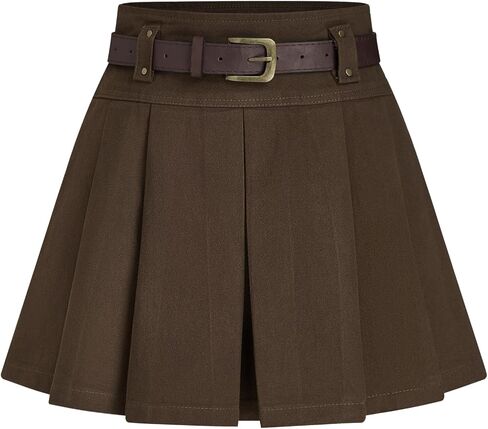 CIDER Mid Waist Solid Pleated Skort with Belt in Saudi Arabia