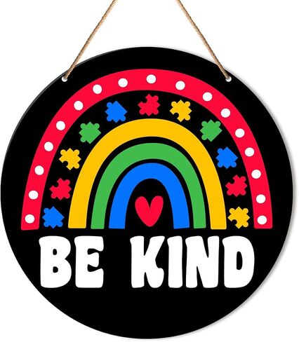Muktoujaumai Autism Awareness Sign Decor, Autism Hanging Sign Decor Wall Decorations Wood Sign for Door, Home, Classroom, Gift for Autism Family Mom, Different Is Beautiful in Kuwait