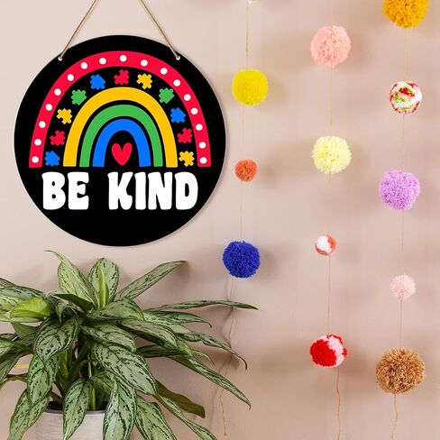 Muktoujaumai Autism Awareness Sign Decor, Autism Hanging Sign Decor Wall Decorations Wood Sign for Door, Home, Classroom, Gift for Autism Family Mom, Different Is Beautiful in Kuwait