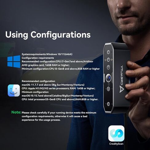 Creality 3D Scanner, CR-Scan Raptor for 3D Printing, Blue Laser & NIR Consumer Handheld Scanner with 0.02mm Accuracy, Anti-Shake Tracking, 24-Bit Fast Full-Color Scanning for Windows macOS in Saudi Arabia