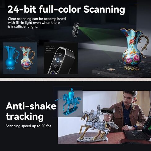 Creality 3D Scanner, CR-Scan Raptor for 3D Printing, Blue Laser & NIR Consumer Handheld Scanner with 0.02mm Accuracy, Anti-Shake Tracking, 24-Bit Fast Full-Color Scanning for Windows macOS in Saudi Arabia
