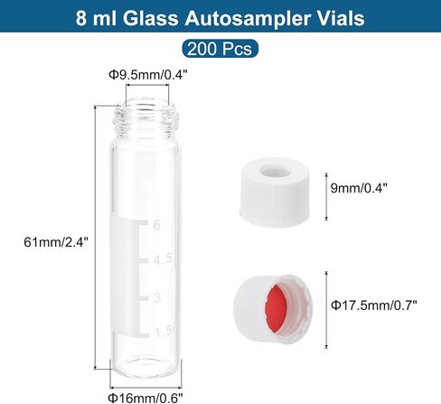 قارورة عينات تلقائية 2 مل من باتيكل، 200 عبوة من قوارير HPLC/GC مشقوقة مسبقًا، 9-425 قارورة كهرمانية معملية، قارورة عينة مع غطاء برغي أسود، رقعة كتابة من السيليكون PTFE لختم LC in Saudi Arabia