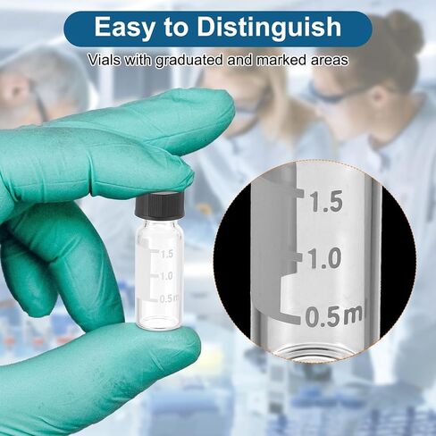 قارورة عينات تلقائية 2 مل من باتيكل، 200 عبوة من قوارير HPLC/GC مشقوقة مسبقًا، 9-425 قارورة كهرمانية معملية، قارورة عينة مع غطاء برغي أسود، رقعة كتابة من السيليكون PTFE لختم LC in Saudi Arabia