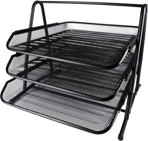 Huron Desktop Horizontal 6-Slot File Organizer, Black Steel in Saudi Arabia