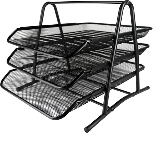 Huron Desktop Horizontal 6-Slot File Organizer, Black Steel in Saudi Arabia