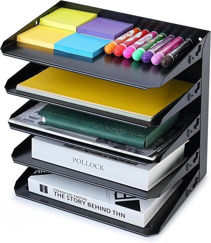 Huron Desktop Horizontal 6-Slot File Organizer, Black Steel in Saudi Arabia
