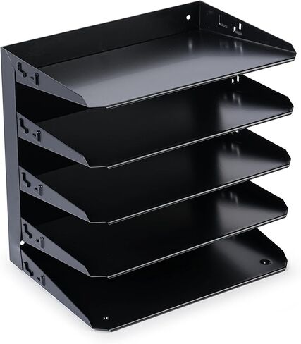 Huron Desktop Horizontal 6-Slot File Organizer, Black Steel in Saudi Arabia