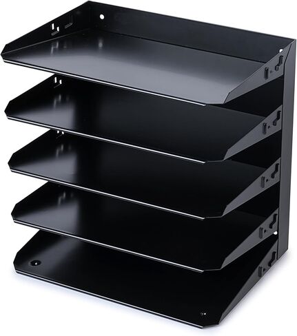 Huron Desktop Horizontal 6-Slot File Organizer, Black Steel in Saudi Arabia