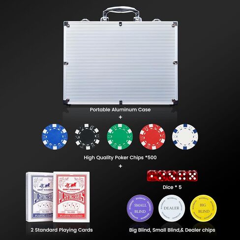 Poker Chips with Numbers 300 PCS Poker Chip Set with Aluminum Travel Case, 11.5g Poker Chips for Texas Holdem and Blackjack in Saudi Arabia