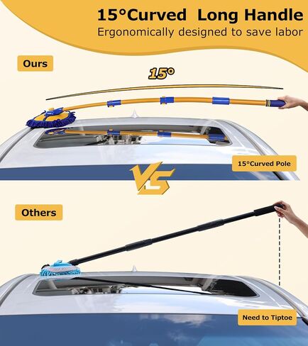 anngrowy 56.7" Car Wash Brush Mop Kit Mitt Sponge with Long Handle Car Cleaning Supplies Kit Tools Car Washing Duster Exterior Scratch Free, Chenille Replacement Head Extension Pole in Saudi Arabia