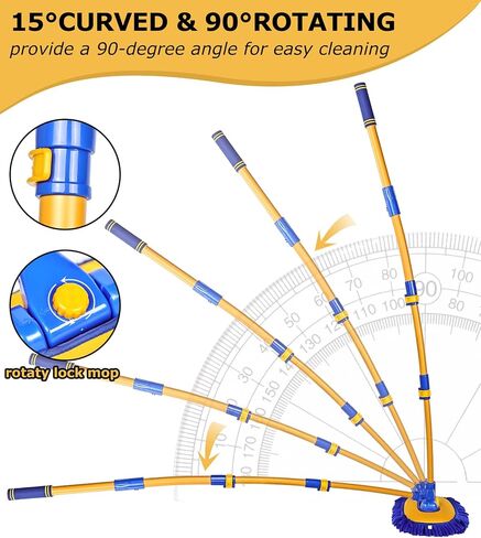 anngrowy 56.7" Car Wash Brush Mop Kit Mitt Sponge with Long Handle Car Cleaning Supplies Kit Tools Car Washing Duster Exterior Scratch Free, Chenille Replacement Head Extension Pole in Saudi Arabia