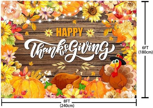 7x5ft Happy Thanksgiving Backdrop Fall Pumpkins Turkey Photography Background Rustic Wooden Maple Leaves Thanksgiving Party Decor Banner Photo Shoot Studio Props in Saudi Arabia