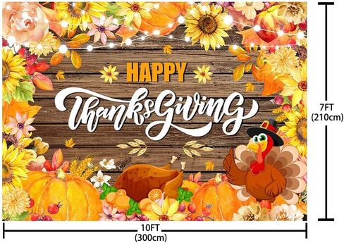 7x5ft Happy Thanksgiving Backdrop Fall Pumpkins Turkey Photography Background Rustic Wooden Maple Leaves Thanksgiving Party Decor Banner Photo Shoot Studio Props in Saudi Arabia