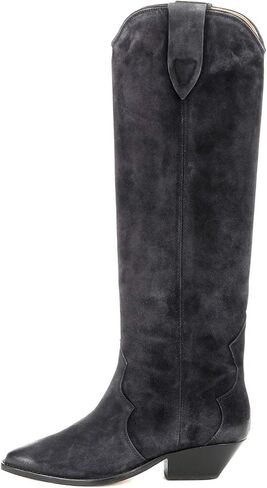 YIYA Western Suede Cowboy Boots Women's Classic Pointed Toe Cowgirl Boot Female Mid-Calf Booties for Women in Kuwait