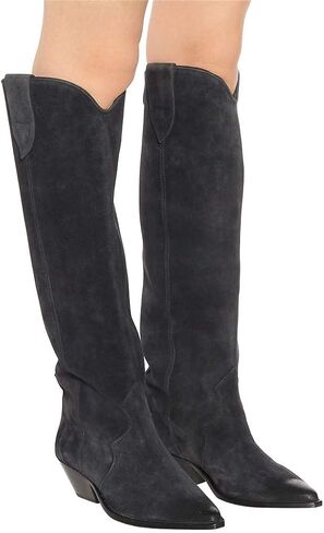 YIYA Western Suede Cowboy Boots Women's Classic Pointed Toe Cowgirl Boot Female Mid-Calf Booties for Women in Kuwait