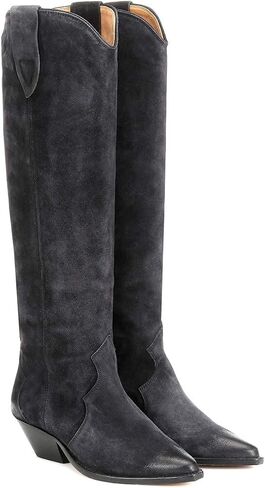 YIYA Western Suede Cowboy Boots Women's Classic Pointed Toe Cowgirl Boot Female Mid-Calf Booties for Women in Kuwait