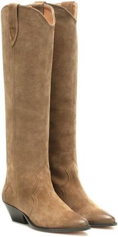YIYA Western Suede Cowboy Boots Women's Classic Pointed Toe Cowgirl Boot Female Mid-Calf Booties for Women in Kuwait