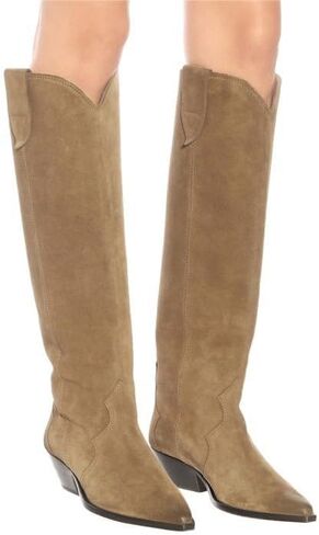 YIYA Western Suede Cowboy Boots Women's Classic Pointed Toe Cowgirl Boot Female Mid-Calf Booties for Women in Kuwait