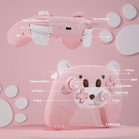 Mytrix Switch Pro Controller with Charging Dock, Wireless Controllers for Nintendo Switch/Lite/OLED with Hall Effect Joystick/Trigger, RGB Lighting, Turbo/Macro Button, for PC, iPad - Raiden Design in Saudi Arabia