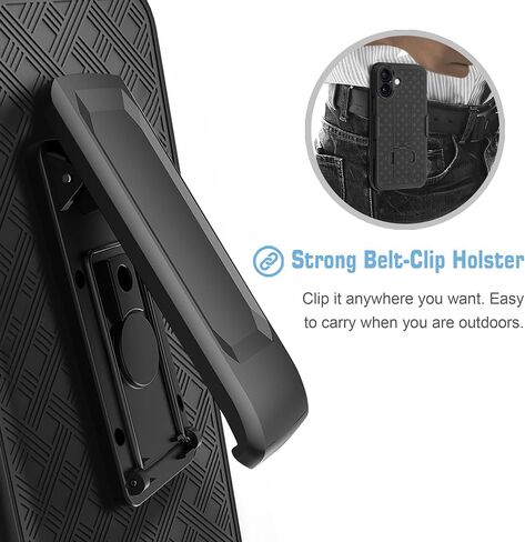 Fingic for iPhone 16 Pro Case with Belt Clip Holster Case Slim Combo Shell with Kickstand Swivel Holster Rugged Shockproof Antiscratch Full Body Protective Case for iPhone 16 Pro,6.3 inch,2024,Black in Kuwait