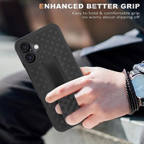 Fingic for iPhone 16 Pro Case with Belt Clip Holster Case Slim Combo Shell with Kickstand Swivel Holster Rugged Shockproof Antiscratch Full Body Protective Case for iPhone 16 Pro,6.3 inch,2024,Black in Kuwait