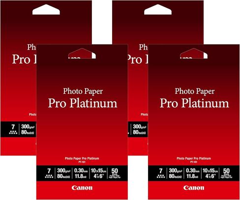 Canon Photo Paper Pro Platinum, 4 x 6 Inches, 50 Sheets (2768B014), White in Saudi Arabia