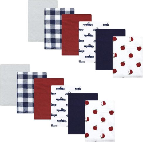 Hudson Baby Unisex Baby Flannel Burp Cloth 12pk, Soft Teal Dino, One Size in Saudi Arabia