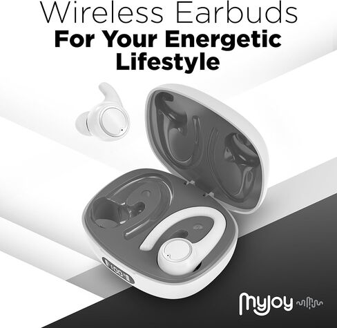 MyJoy Active Wireless Earbuds, Noise-Reducing Earbuds for Working Out, Sports, and Running, IPX5 Sweatproof-Rated Headphones, Bluetooth Earbuds, Dual Microphone, 7-Hour Playtime, White in Saudi Arabia