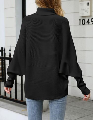 Women Batwing Sleeves Knitted Ribbed Sweaters Winter Turtleneck Pullovers S-XL in Saudi Arabia