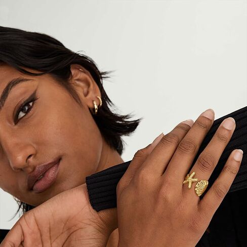 مكتنزة الذهب شل بيان خواتم للنساء كبيرة مفتوحة الفرقة خواتم الذهب قابل للتعديل خواتم الصيف المجوهرات هدية in Kuwait